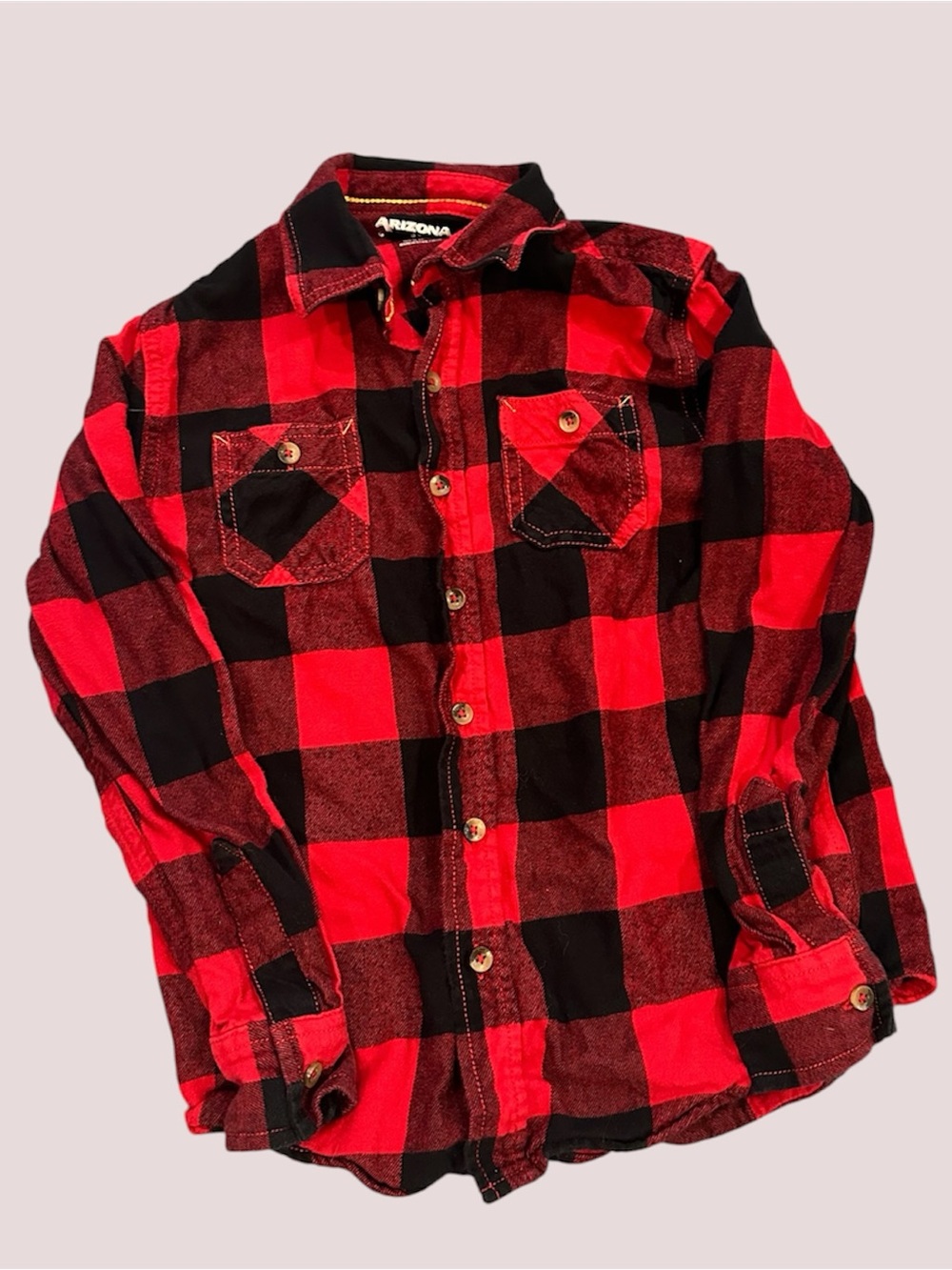 Arizona Jean Company Red & Black Plaid Button-Down Shirt for Kids